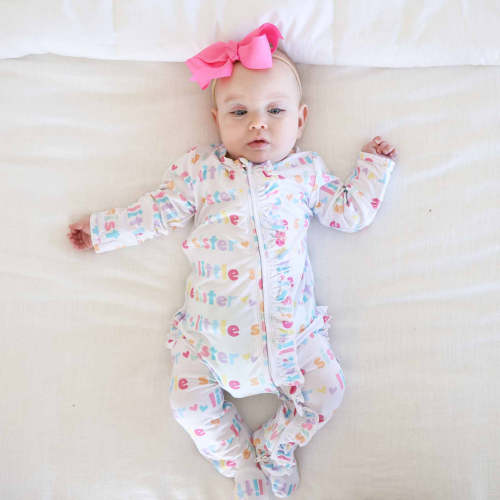Little Sister Ruffle Zipper Footie