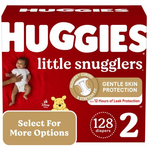 Huggies Little Snugglers Baby Diapers, Size 2 (12-18 lbs), 128 Ct (Select for More Options)