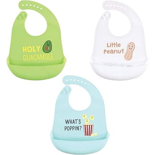 Hudson Baby Unisex Baby Silicone Bibs, Guacamole, One Size