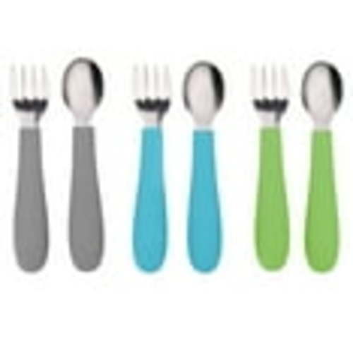 WeeSprout Toddler Utensils, 3 Forks & 3 Spoons, 18/8 Stainless Steel & Food Grade Silicone