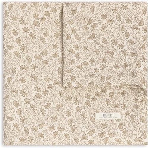 Colored Organics Baby Organic Cotton Swaddle - Infant Receiving Blanket - Laverne Floral/Taupe Muslin