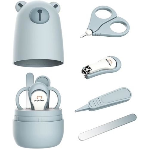 Baby Nail Clippers Set with Cute Case, Infant Fingernail and Toenail File Kit for Newborn Manicure and Pedicure, New Mom Grooming Gift