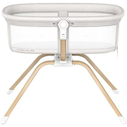 ANGELBLISS 3 in 1 Rocking Bassinet & Baby Bassinet Bedside Sleeper, One-Second Convert Travel Portable Bassinet Newborn Baby (White)