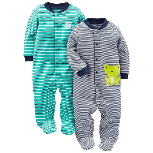 Simple Joys by Carter's Baby Boys' 2-Way Zip Thermal Footed Sleep and Play, Pack of 2
