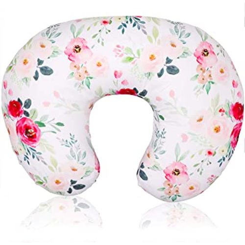 Floral Nursing Pillow Cover, Breastfeeding Pillow Slipcover for Baby Boys & Girls, Nursing Pillow Case for Newborn, Soft Fabric Fits Snug On Infant, Washable & Breathable, Watercolor Flower