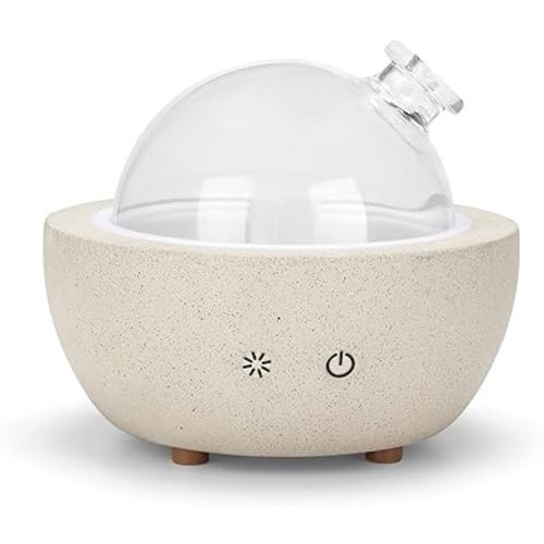 Essential Oil Aromatherapy Diffuser for Home Bedroom Large Room Glass Stone Ultrasonic Air Scent Mist Aroma Diffuser 200ML Defusers— Light Grey