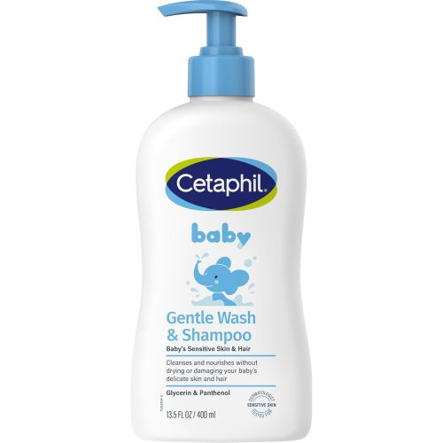 Cetaphil Baby Gentle Wash & Shampoo 400mL, Baby Head-to-Toe Cleanser, with Glycerin & Pro-Vitamin B5 (Panthenol), Tear-Free, Soap-Free, Hypoallergenic, Dermatologist Tested for Newborn & Sensitive Skin