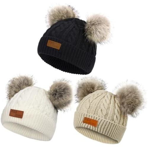 Century Star Baby Girl Hats Winter Cute Baby Beanie for Girls Boys Knit Baby Hats Warm Infant Toddler Beanie Pom Pom Cap