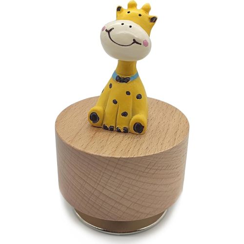 Mini Wooden Animal Rotary Music Box with Cute Giraffe Ornament (Tune: You are My Sunshine)