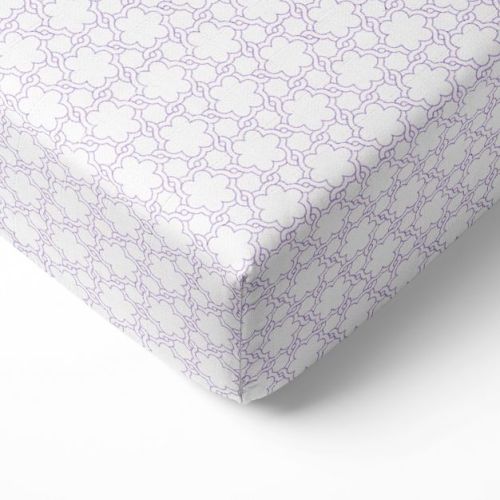 Bacati - Floral Lilac Muslin 100 Percent Cotton Universal Baby Us Standard Crib Or Toddler Bed Fitted Sheet