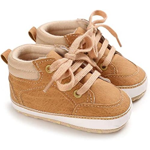 Meckior Toddler Baby Boys Girls High Tops Ankle Sneakers Soft Anti-Slip Sole PU Leather Moccasins Infant Newborn Prewalker First Walking Crib Shoes