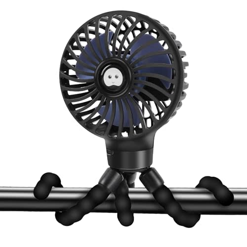 Rechargeable Stroller Fan Portable Baby Car Seat Fan With 5200 mAh Battery USB Charging Handheld With Flexible Tripod Mini Clip On Fan for Stroller, Push Chair, Crib, Office, Treadmil, Bike and Travel
