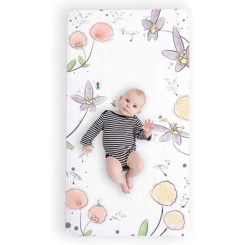 JumpOff Jo - Fitted Crib Sheet, Super Soft Breathable 100% Cotton Baby Crib Sheet for Standard Crib Mattresses and Toddler Beds, 28 in. x 52 in. - Fairy Blossom