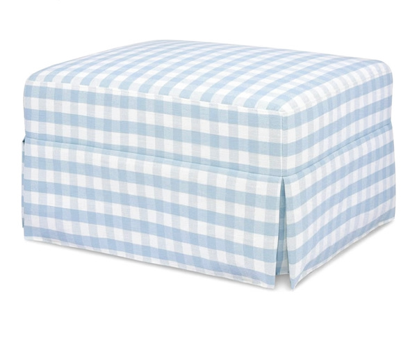 Namesake Crawford Gliding Ottoman in Blue Gingham, Greenguard Gold & CertiPUR-US Certified