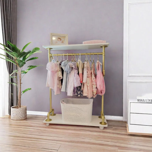 Rosdorf Park Kids Clothing Rack, Metal Dress Up Storage, Kids Costume Rack With Storage Shelf, Toddler Clothing Rack Organizer, White | Wayfair