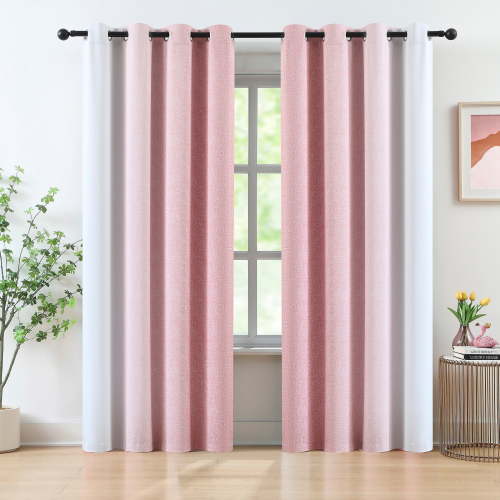 Junvictex Ombre Pink Blackout Curtains, Grommet Top, Triple Weave Fabric with Black Layer for Ultimate Light Blockage, Ideal for Bedroom, 54"x63"