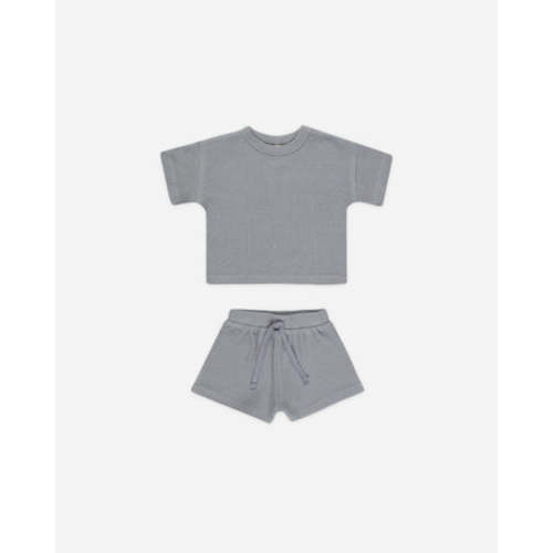 Waffle Tee + Short Set || Blue