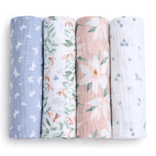Essentials Cotton Muslin Swaddle 4-Pack in Butterfly Garden | aden + anais