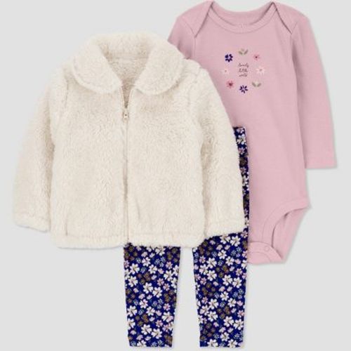 Carter's Just One You®️ Baby Girls' 3pc Floral Jacket & Bottom Set - White 3m
