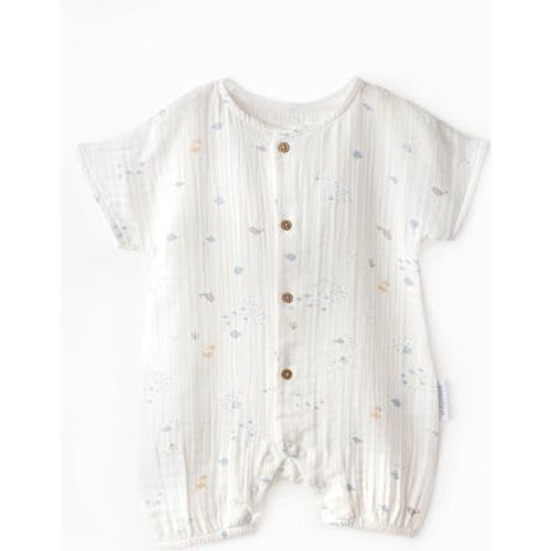 Happy Ocean Muslin Romper, 6-9M