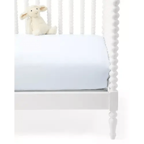 Essential Sateen Crib Sheet in Sky Blue | Serena and Lily