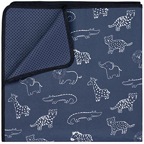 Blissful Diary Baby Splat Mat for Under High Chair, 51 x 51 Inch Splash Mat, Waterproof and Washable Spill Mat, Anti-Slip Floor Protector, Safari Animals