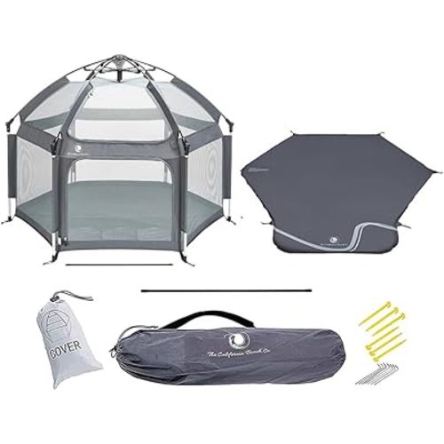 POP 'N GO Premium Outdoor Baby Playpen with Self-Inflating Playmat (Anchor Grey)