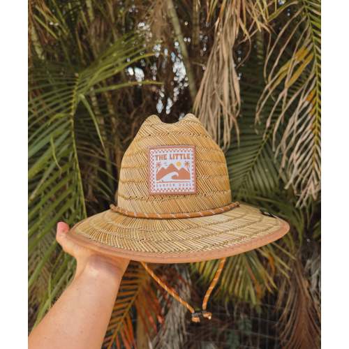 Brown Checkered Little Surfer Dude Straw Hat