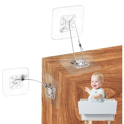 No Drill Metal Furniture Anchors (10 Packs) for Baby Proofing, 14" Adhesive Anti-Tip Furniture Wall Safety Straps for Child, Keep Toddlers & Pets Safe from Falling Furniture Like Dresser & Bookshelf