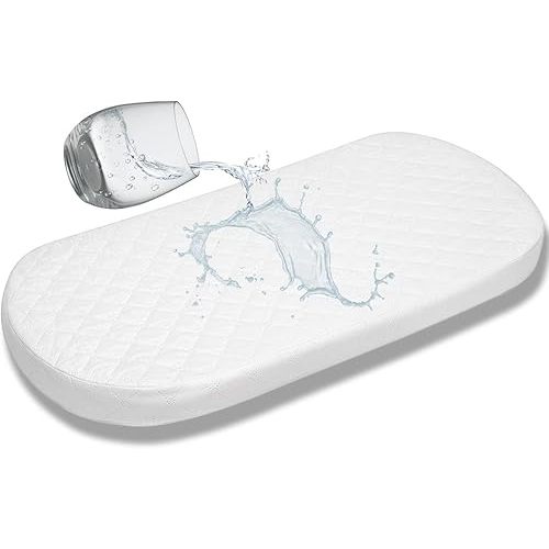Baby Bassinet Mattress Pad (Oval, 16X31) for Newborn Comfort Breathable Easy Clean Hypoallergenic Waterproof Made in USA