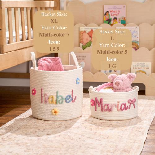 Personalized Handmade Basket • Christmas Gift • Baby Gift • Baby Shower Gift • Baby Basket • I-Cord Knitting Craft • Toy Organizer
