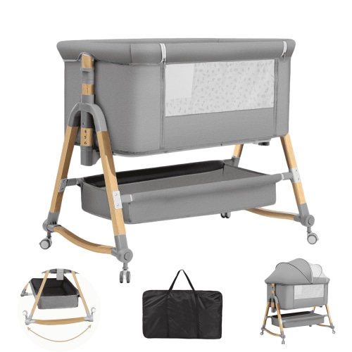 Baby Bassinet Bedside Bassinet for Baby,Adjustable Height, Removable Breathable Cover, Easy Folding Infant Bassinet