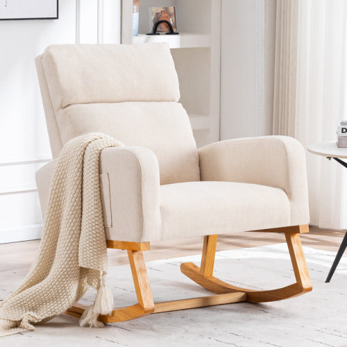 George Oliver Wasilewski Nursery Rocking Chair Rocker for Living Room with Solid Wood Leg & Reviews | Wayfair