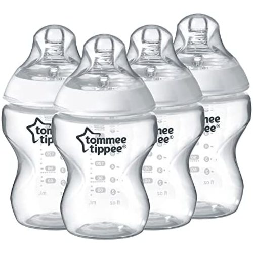 Tommee Tippee Closer To Nature Baby Bottles Slow Flow Breast-Like Nipple With Anti-Colic Valve (9oz, 4 Count)