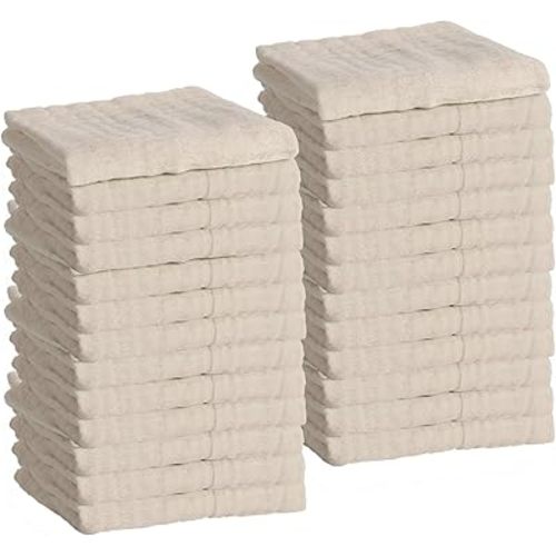 Chumia 20 Packs Muslin Baby Burp Cloths Set Large 20 x 10 Inch Cotton 6 Layers Burp Cloths Baby Boy Newborn Washcloths Infant Burp Wipe Soft Absorbent Baby Towel for Boys and Girls(Beige)