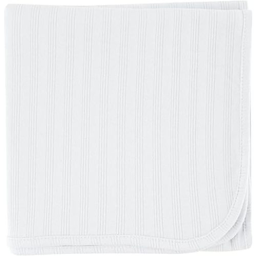 Touched by Nature Unisex Baby Organic Cotton Swaddle, Receiving and Multi-purpose Blanket, White, One Size
