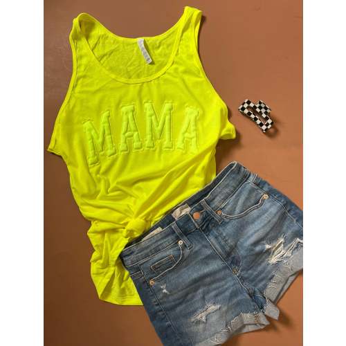 MAMA - Neon Yellow Puff Tank