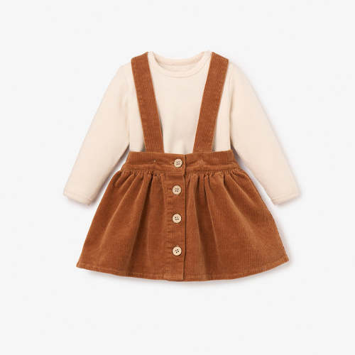 Rust Corduroy Overall Skirt & Bodysuit RUST / 9-12M