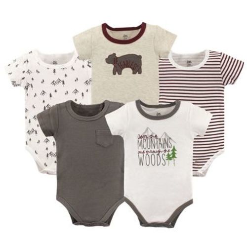 Yoga Sprout Baby Boy Cotton Bodysuits 5pk, Mountains, 6-9 Months