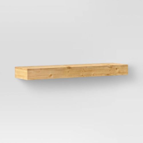 24" Floating Wood Shelf, Natural