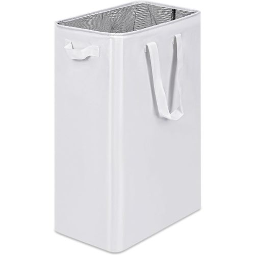 efluky Slim Laundry Basket, Narrow Laundry Hamper with Handles, Collapsible Dirty Clothes Hamper, Tall Laundry Bin for Laundry Room, Dorm and Bedroom, 12.7 Gallons(75L) White