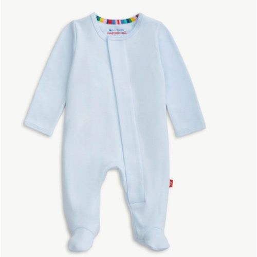 soft baby blue organic cotton magnetic parent favorite footie – Magnetic Me