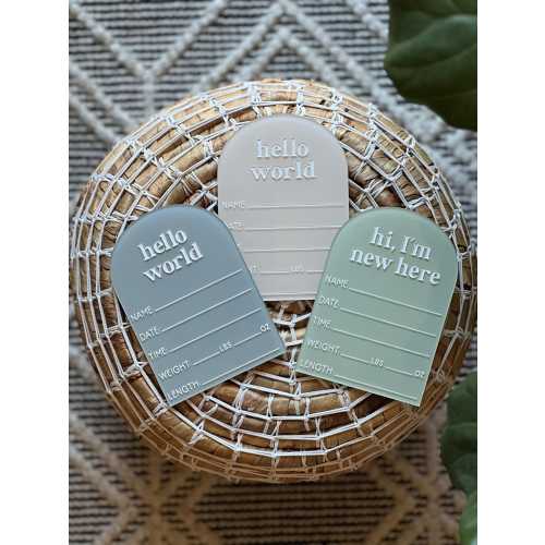 Hello World Baby Stat Sign | Marker Included | Hospital Birth Stat Sign | Acrylic Birth Announcement | Hello World Sign | Birth Announcement