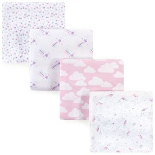 Hudson Baby Infant Girl Cotton Flannel Receiving Blankets, Magical Unicorn, One Size