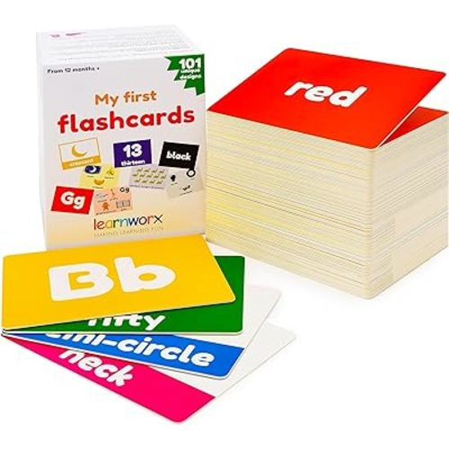 Baby Learning Flash Cards For Toddlers 1-3 | Kids Letter Number Alphabet Animal Color Words Flashcards | Large Cards Ideal For Preschool Kindergarden Pre K Educational | Flashcards 12 Months - 5 Years