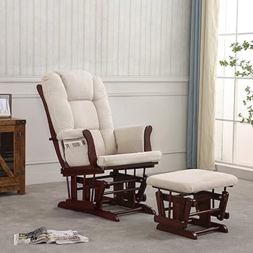 Castaway Glider with Ottoman, Espresso/Beige