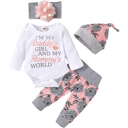 Yvowming Newborn Baby Girl Clothes Infant Baby Ruffle Romper +Pants + Headband Toddler Girl Outfits Set