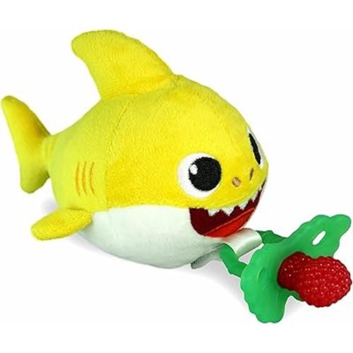 Baby Shark - RaZbuddy RaZberry Teether/Pacifier Holder w/Removable Baby Teether Toy - 0M+ - Bpa Free - RaZbaby