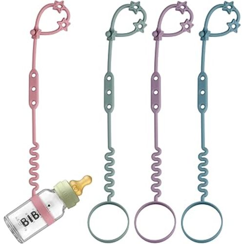 Toy Safety Straps, 3 Pack Silicone Sippy Cup Straps, Sippy Cup Leash for Baby, Keep Bottles and Sippy Cups Close at Hand and Off The Ground or Floor (4PACK, Midnight Blue/Ether/Mauve/Deep Lilac)