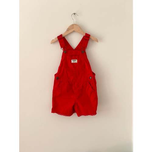 OshKosh Red Lace Trim Shortalls Size 4T
